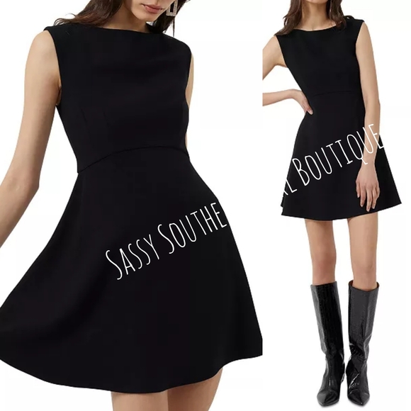⭐🆕FCUK French Connection black fit and flare mini dress - Picture 2 of 9